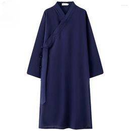 Ethnic Clothing Wudang Robe Men's Mid-Length Summer Cotton Taoist Suit Diagonal Tai Ji Exercise Chi Chuan