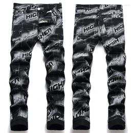 Men's Jeans Digital Printed Mid Rise Pants 202 Cotton 3 Street