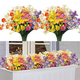 Decorative Flowers 1Pcs Artificial Daisies Fake Outdoor Garden Porch Home Wedding Farmhouse Decor UV Resistant Shrubs Bouquet