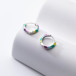 Hoop Earrings Inner 1.1cm Silver 925 Colorful For Girls Fashion Daily Women Round