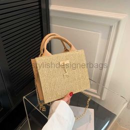 Beach Bags Woven Bag 2023 Summer New Korean Style Fashion Handheld One Shoulder Casual Small Square Bag Westernised Crossbody Straw Woven Bagstylishdesignerbags