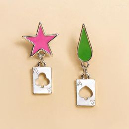 Dangle Earrings 20 Pairs Anime Hisoka Star And Tear Drop Poker Joker Woman Man Cosplay Costume Jewelry Gift