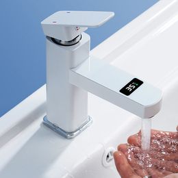 Bathroom Digital Faucet Temperature Control Faucet Kitchen Hot Cold Water Basin Faucet Smart Brass Mixer Taps Mounted Faucets