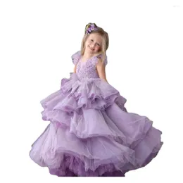 Girl Dresses Elegance Flower Fluffy Round Neck Without SleevesFor Wedding Crystal Girls Pageant Party Gowns Holy Communion