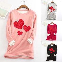 Women's Hoodies Women Autumn And Winter Print Loose Thickened Fleece Warm Fit Crop Jumper Hoodie With No Fall Outfits