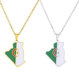 Pendant Necklaces E0BE Algeria Map Necklace Metal Country Territory Chain Patriotic Couple Ethnic Personality Accessory