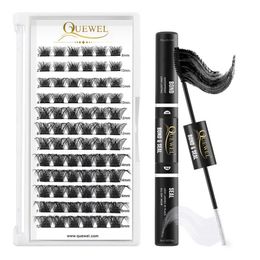 False Eyelashes Quewel s Kit Bond and Seal Lash Glue 72 Pcs DIY Lashes Clusters Segment Eye 230812