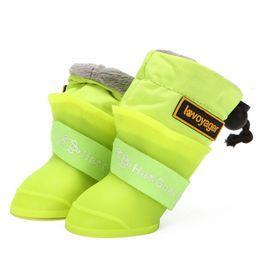 Pet Protective Shoes Dog Rain Boots for Small Medium Dogs Waterproof Dog Shoes Winter Warm Puppy Snow Boots Fleece Soft Silicon Adjustable Anti-Slip 230812