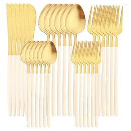 Dinnerware Sets 30pcs/set Cutlery 304 Stainless Steel Kitchen Matte Complete Tableware Knife Dessert Fork Spoons Silverware Set