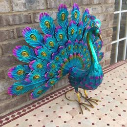 Decorative Objects Figurines Peacock Iron Decor Statue Animal Sculptures Garden SuppliesCraft Handicraft Beautiful Waterproof for Outdoor Indoor Yard 230812