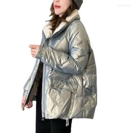 Women's Trench Coats 2023 Cotton-Padded Coat Parkas No Washing Glossy Down Cotton Warm Autumn Winter Jacket Fashion Female Tops