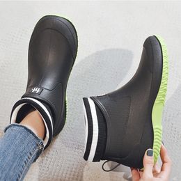 Boots Rain Boots Women's Rubber Anti-skid Colorful Unisex Ankle Boots Lightweight Slip On Boots Shoes Water-proof Drop 230812