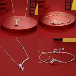 2023 S925 Sterling Silver Cute Golden Gui Moon Rabbit Necklace Female Clavicle Chain Bracelet Set Jewellery Factory Wholesale For Women