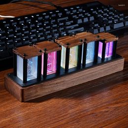 Table Clocks Nixie Glow Tube Clock Wood Vintage Led Light Luxury Electronic Desktop DIY Retro Digital Watch RGB Gift Ideas