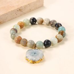 Strand Natural Original Mineral Blue Grain Calcite Bracelet With Pendant Stone National Style Crystal Jewellery For Men And Women