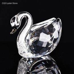 Decorative Objects Figurines 5 Colours Cute Swan Crystal Glass Ornament Collection Diamond Animal Paperweight Table Craft Home Decor Kids Gifts 230812