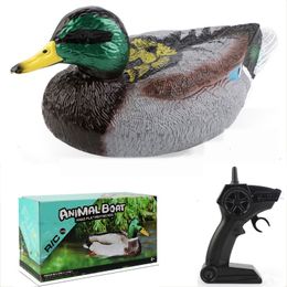 ElectricRC Animals 24G RC Simulation Duck Rechargeable Remote Control High Speed Speedboat Outdoor Water Creative Animal Model Ship Kids Toy Gift 230812