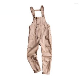 Men's Pants Loose Fitting Solid Color Work Suit Jumpsuit Korean Youth Hip-hop Street Clothing Large Pocket