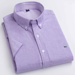 Men's Dress Shirts Summer Men Casual Cotton Short Sleeve Blouses Embroidery Solid Harmont Slim Fit Blaine Blouse