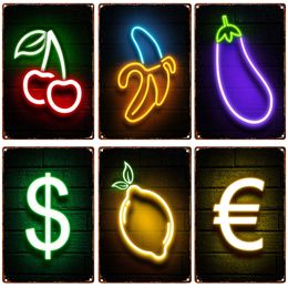 Cool Neon Signs Metal Tin Plate Internet Cafes Bar Club E-sports Hotel Wall Decor Iron Plates Party Gamer Room Bedroom Home Decoration Retro Vintage Metal Painting