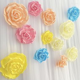 Flores decorativas 3pc Bloom artificial de espuma de rosa grande para cenário de decoração de decoração de fundo de casamento decoração de parede de chá de bebê em casa diy decoração de parede