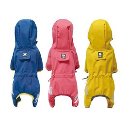 Dog Apparel Dog Raincoat Jumpsuit Waterproof Bright Color Raincoat for Small Dogs Reflective Breathable Hooded Pet Rain Jacket for Yorkies 230812