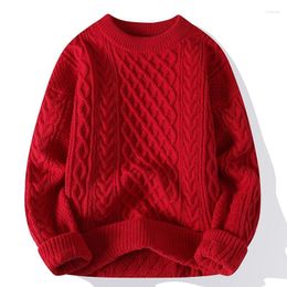 Men's Sweaters Winter Men Vintage Twist Knitted Sweater Round Neck Solid Colour Male Pullover Loose Harajuku Mens Retro Multicolors Knitwear