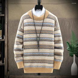 Men's Sweaters 2023 Autumn/Winter Style Stripe Pattern Thicken Warm Fashion Casual Comfortable High Quality Sweater Men