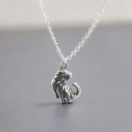 Everfast 5pc/Lot DIY Vintage 3D Tiger Stainless Steel Custom Pendant Chinese Culture Animal Zodiac Tiger Necklace Men Women Memorial Jewellery SN197