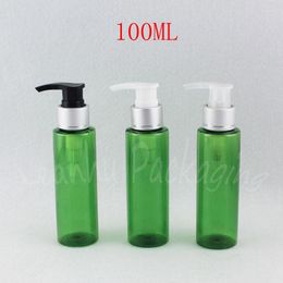 Storage Bottles 100ML Green Flat Shoulder Plastic Bottle 100CC Shampoo / Lotion Packaging Empty Cosmetic Container ( 43 PC/Lot )