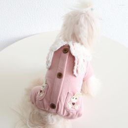 Dog Apparel Pet Four Legged Clothes Autumn Winter Medium Small Jumpsuit Warm Wool Sweet Pink Pyjamas Kitten Puppy Cotton Coat Chihuahua