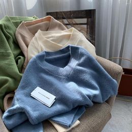 Women's Sweaters 2023 Korean Style Pullover Thick Alpaca-like Alpaca Fleece/Fiber Lazy Soft Sweater V-neck Loose Winter