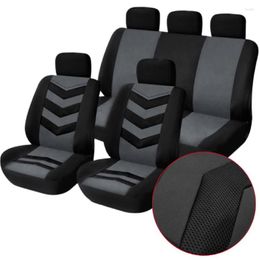 Car Seat Covers Gray 9pcs/Set Sports Breathable And Cool Auto Cover Full Front Mat Pad Protector