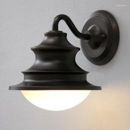 Wall Lamps Indoor&outdoor Porch Light Glass Ball Vintage Waterproof Lamp Iron Coffee Color E27 Base 110V/220V