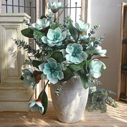 Decorative Flowers 71cm PU Artificial Magnolia Flower Wedding Home Decoration Bouquet Floor Dining Table Accessories