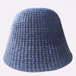 Berets 2023 Simple Wool Fisherman Hat For Women Autumn Winter Fashion Warm Solid Elegant Blue Basin