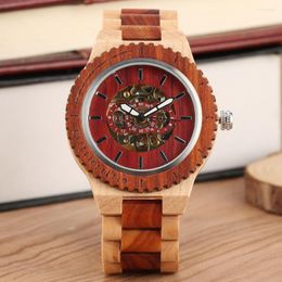 Wristwatches Handmade Maple-Red Ebony Wooden Watch Classic Quartz Watches For Lady Men Special Dial Wristwatch