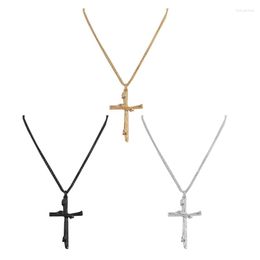 Pendant Necklaces E15E Vintage Necklace Chain Crucifix Charm Clavicle Fashion Jewelry Elegant Choker For Women Girl