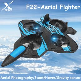 ElectricRC Aircraft RC Plane with Camera F22 Foam 4K 360° Stunt Remote Control Fighter Aeroplane Helicopter Toys for Boys Children 230812