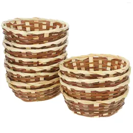 Dinnerware Sets 12 Pcs Home Storage Basket Multifunction Household Bamboo Serving Fruit Tabletop Bread Multipurpose