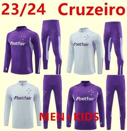 23/24 Cruzeiro Training Jersey Set Football Club Football Equipment chandal futbol survey Men kids Half Zip Sweatshirt jacket training suit Survetement 666