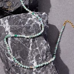 Chains Natural Turquoise Beaded Necklace Retro Joker Contrast Stone Clavicle Chain