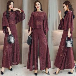 Women's Tracksuits Lace Pants Wide Leg Set With Western Style And Fragrance 2023 Fashion Shawl Skirt Two Piece Summer Tr