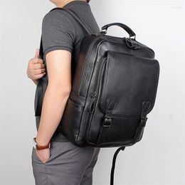 Backpack Nesitu High Quality Black Nappa Genuine Leather Women Men's Female Male Travel Bags Roomy M2755