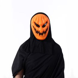 Party Masks Cosplay Horrible Creepy Horror Scary Pumpkin Funny Halloween Mask With Black Kerchief Full Face Costume Prop For Carnival Party 230812