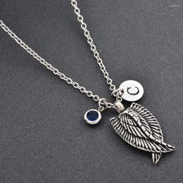 Pendant Necklaces Stylish Feather Wing Urn Necklace For Men Never Fade Keepsake Cremation Ashes Multicolor Birthstone A-Z Alphabet