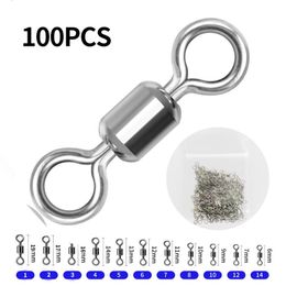 Fishing Accessories 100PCS/Lot Fishing Swivels Ball Bearing Swivel with Safety Snap Solid Rings Rolling Swivel for Carp Fishing Accessories 230812