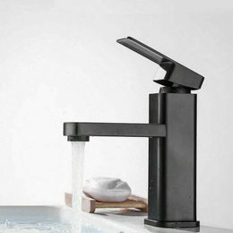 Bathroom Sink Faucets Zinc Alloy Baking Paint Black Square Single Hole Washbasin Faucet Toilet And Cold Gadget