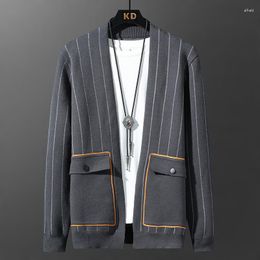 Men's Sweaters 2023 Autumn Striped Cardigan Sweater Youth Casual Outdoor