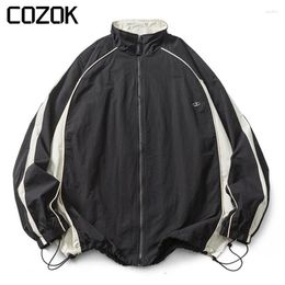 Men's Jackets Vintage Y2k Men Women Korean Streetwear Harajuku Patchwork Windbreak Techwear Oversized Couple Spring Outerwear